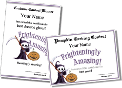 Halloween award template for kids