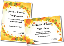 fall theme certificate template