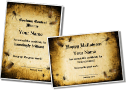 Creepy Halloween award template, parchment, bugs