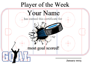 certificate template, ice hockey