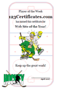 hockey certificate templates