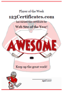 personalized hockey certificates, red