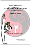 free printable karate award for girls