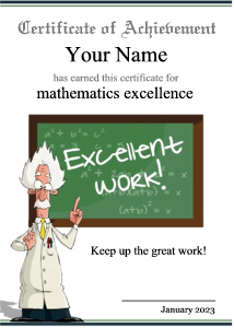 fun math certificate template