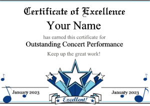 certificate template, star, music award