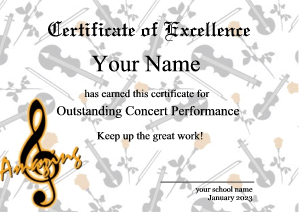 music certificate border, orchestra, violin