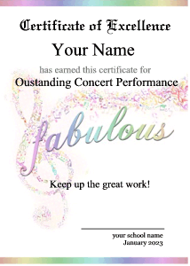 music award, cute border, treble clef made of notes