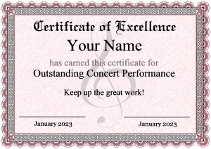 music certificate template