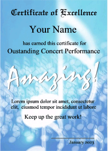 certificate border with music notes