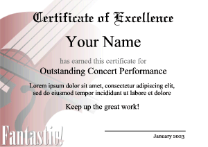 music certificate border, violin background, orchestra