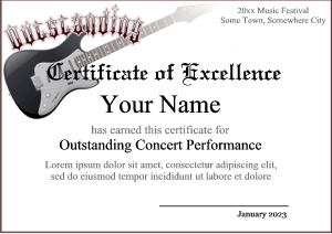 guitar certificate template
