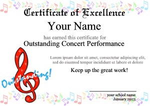 concert award certificate