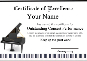 piano certificate template