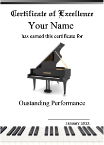 piano award certificate template, piano keys, piano