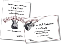 Music award certificates to print