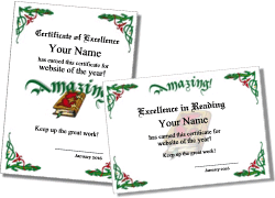 reading certificate for boys