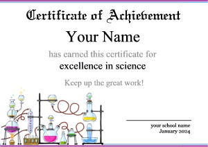 science certificate for kids