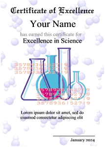 science award template, molecule, chemistry, beakers