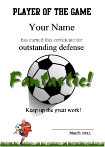 MVP certificate template, player, soccer