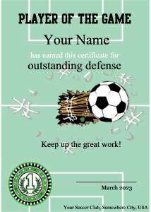 soccer award border, soccer field, soccer ball breaking through