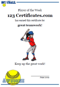 softball certificate template