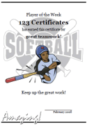 printable softball certificate template