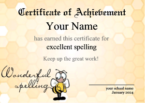 spelling bee certificate template