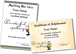 Printable Spelling Bee Certificates And Classroom Spelling Awards
