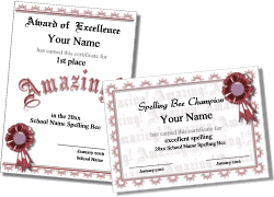 award template for spelling