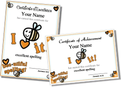 spelling certificate for kids