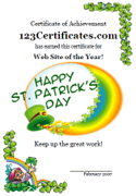 St. Patrick's Day award certificate template