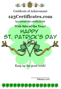 Irish award certificate to print
