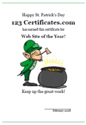 St. Patrick's Day certificates