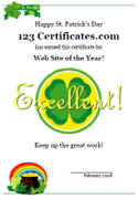 free St. Patrick's Day certificate for kids