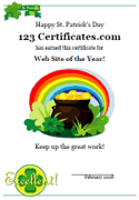 St. Patrick's Day certificate template