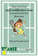 tennis certificate template for girls