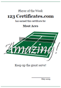 tennis camp award certificate printable