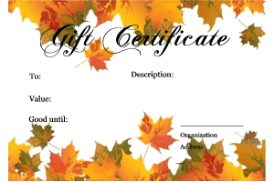 Fall Gift Certificate Temaplate
