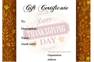 formal Thanksgiving gift certificate design