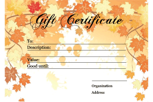 gift certificate with fall leaf border