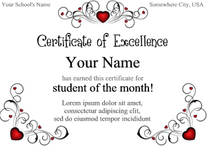 certificate template, heart crest